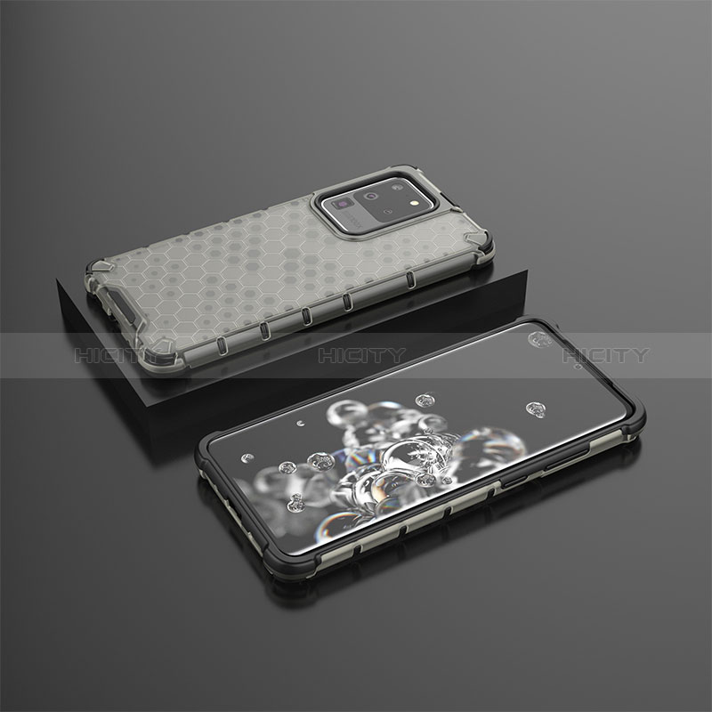 Silikon Schutzhülle Rahmen Tasche Hülle Durchsichtig Transparent 360 Grad Ganzkörper AM2 für Samsung Galaxy S20 Ultra 5G groß