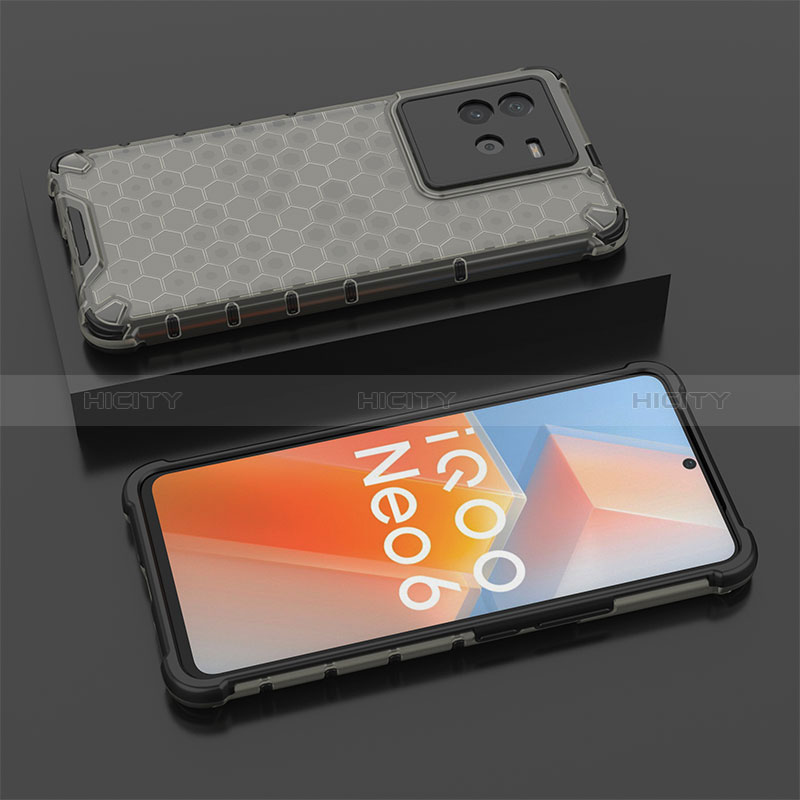 Silikon Schutzhülle Rahmen Tasche Hülle Durchsichtig Transparent 360 Grad Ganzkörper AM2 für Vivo iQOO Neo6 5G Schwarz