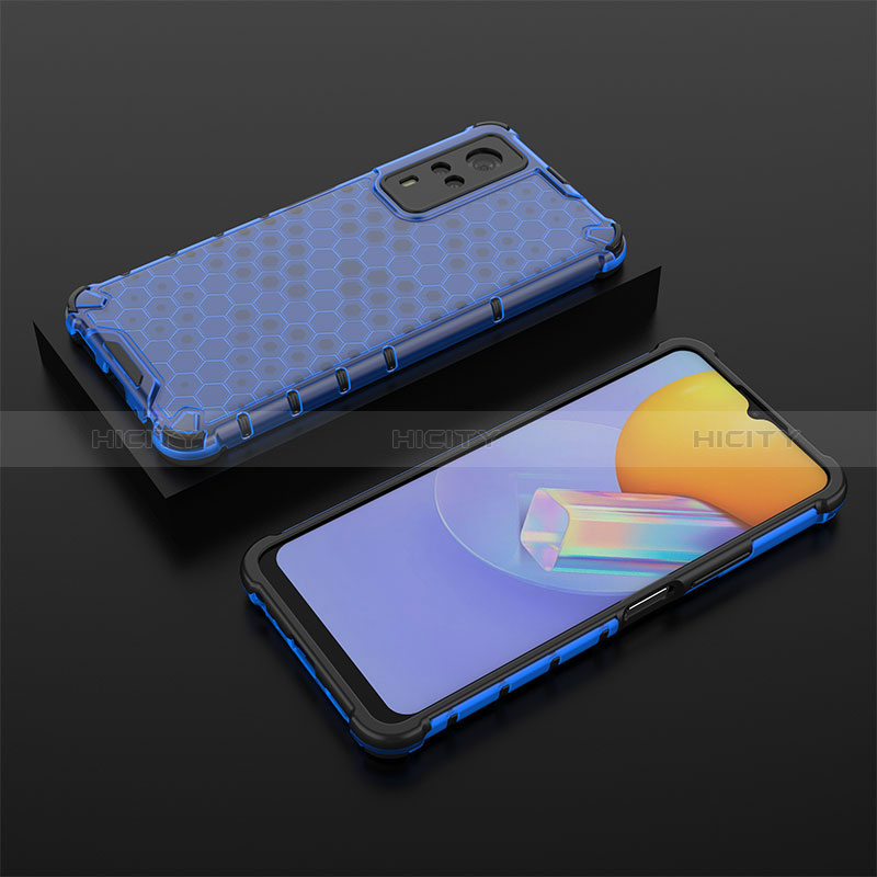 Silikon Schutzhülle Rahmen Tasche Hülle Durchsichtig Transparent 360 Grad Ganzkörper AM2 für Vivo Y53s NFC Blau Plus