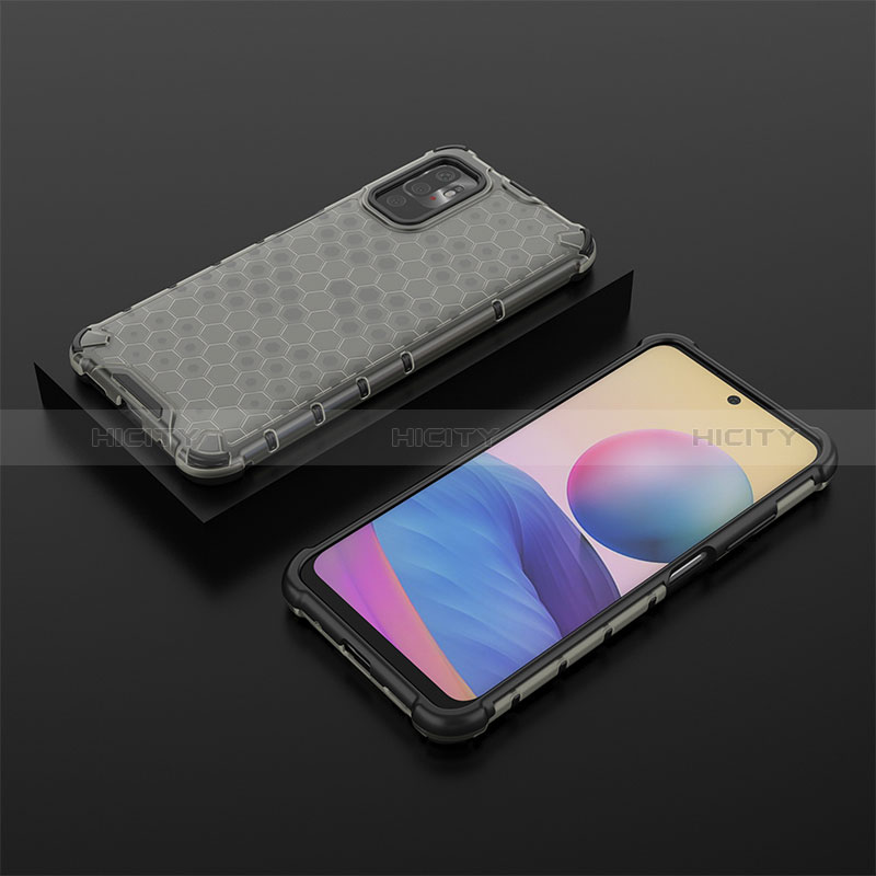 Silikon Schutzhülle Rahmen Tasche Hülle Durchsichtig Transparent 360 Grad Ganzkörper AM2 für Xiaomi POCO M3 Pro 5G Schwarz Plus