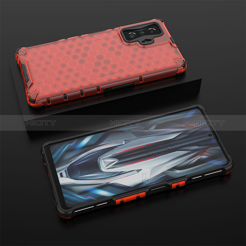 Silikon Schutzhülle Rahmen Tasche Hülle Durchsichtig Transparent 360 Grad Ganzkörper AM2 für Xiaomi Redmi K50 Gaming AMG F1 5G Rot