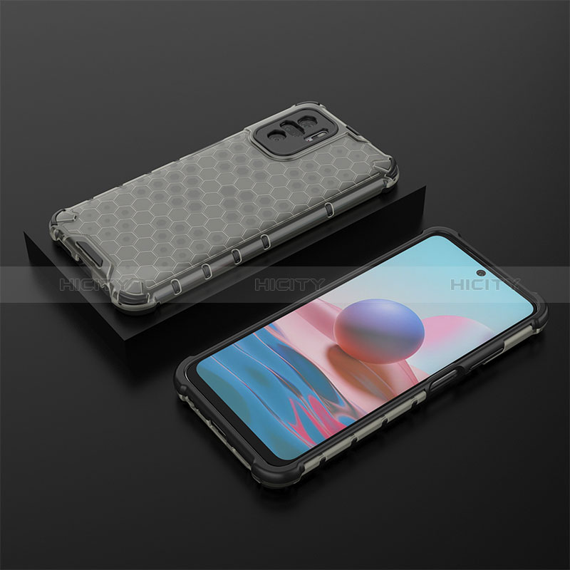 Silikon Schutzhülle Rahmen Tasche Hülle Durchsichtig Transparent 360 Grad Ganzkörper AM2 für Xiaomi Redmi Note 10 4G Schwarz