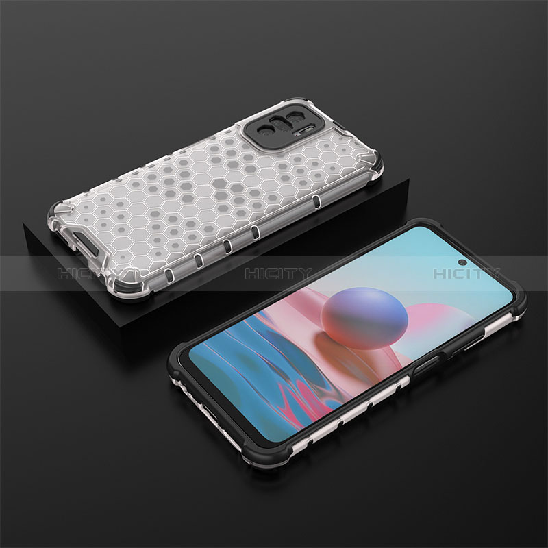 Silikon Schutzhülle Rahmen Tasche Hülle Durchsichtig Transparent 360 Grad Ganzkörper AM2 für Xiaomi Redmi Note 10 4G Weiß Plus