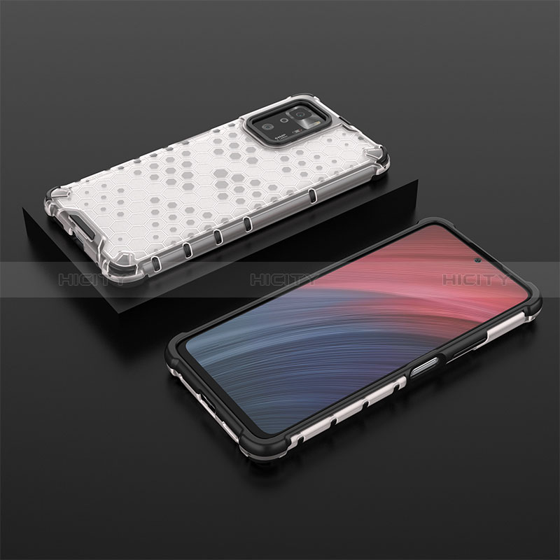 Silikon Schutzhülle Rahmen Tasche Hülle Durchsichtig Transparent 360 Grad Ganzkörper AM2 für Xiaomi Redmi Note 10 Pro 5G Weiß