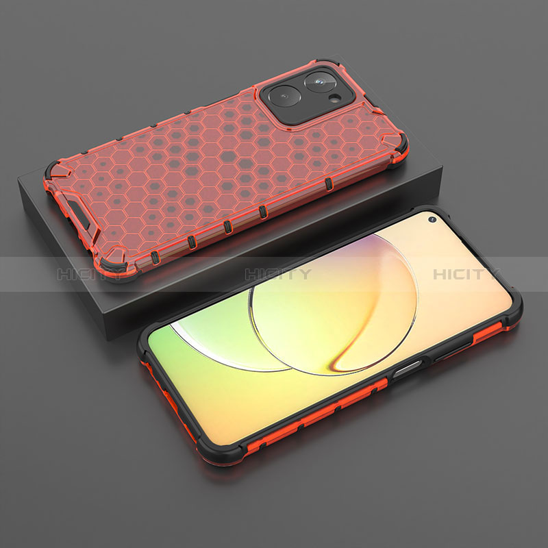 Silikon Schutzhülle Rahmen Tasche Hülle Durchsichtig Transparent 360 Grad Ganzkörper AM3 für Realme 10 4G Rot Plus