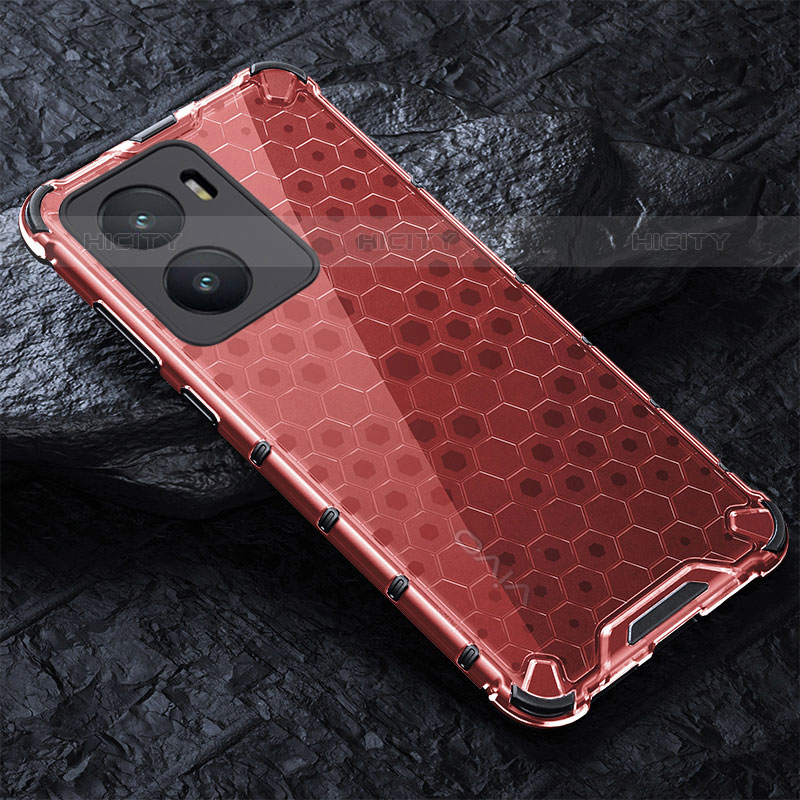 Silikon Schutzhülle Rahmen Tasche Hülle Durchsichtig Transparent 360 Grad Ganzkörper AM4 für Vivo iQOO Z7x 5G Rot