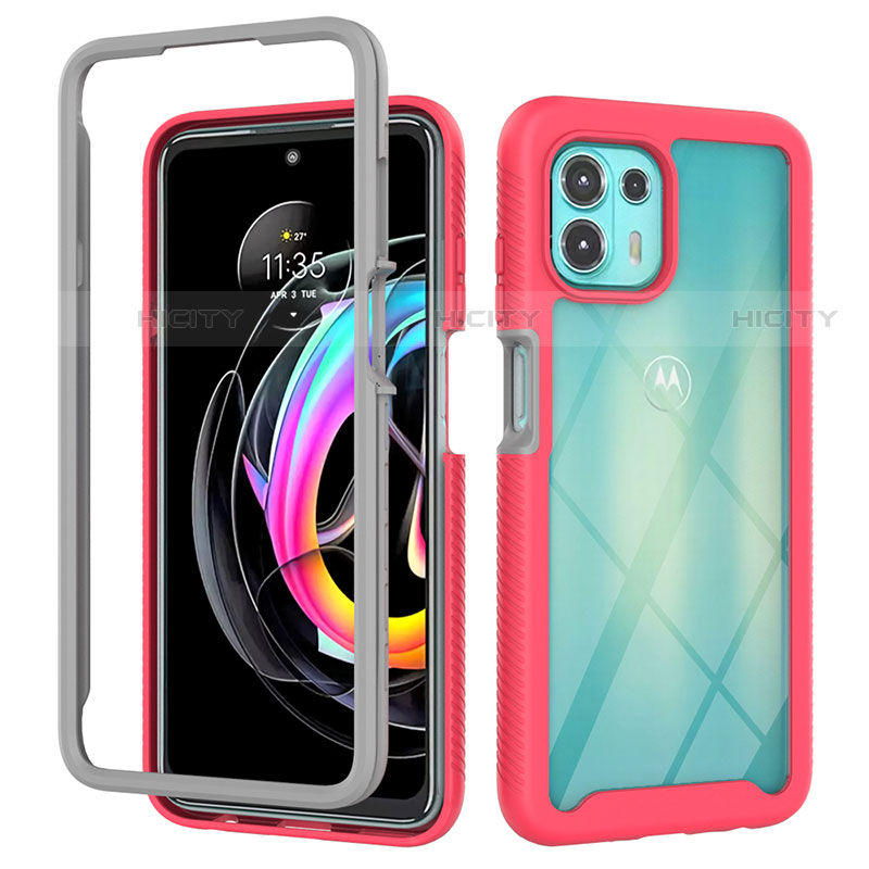 Silikon Schutzhülle Rahmen Tasche Hülle Durchsichtig Transparent 360 Grad Ganzkörper für Motorola Moto Edge 20 Lite 5G Pink