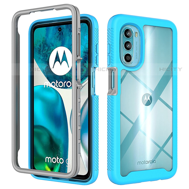 Silikon Schutzhülle Rahmen Tasche Hülle Durchsichtig Transparent 360 Grad Ganzkörper für Motorola Moto Edge (2022) 5G Cyan