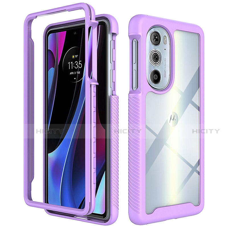 Silikon Schutzhülle Rahmen Tasche Hülle Durchsichtig Transparent 360 Grad Ganzkörper für Motorola Moto Edge 30 Pro 5G