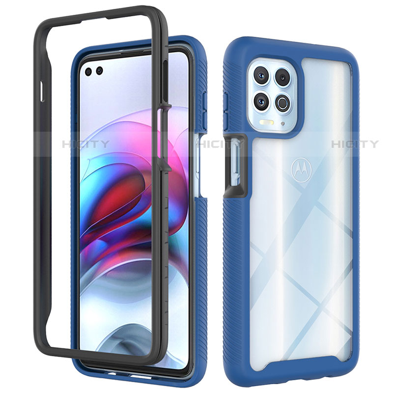 Silikon Schutzhülle Rahmen Tasche Hülle Durchsichtig Transparent 360 Grad Ganzkörper für Motorola Moto Edge S 5G Blau Plus