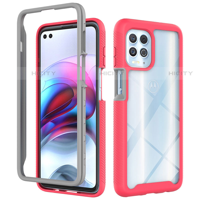 Silikon Schutzhülle Rahmen Tasche Hülle Durchsichtig Transparent 360 Grad Ganzkörper für Motorola Moto Edge S 5G Pink