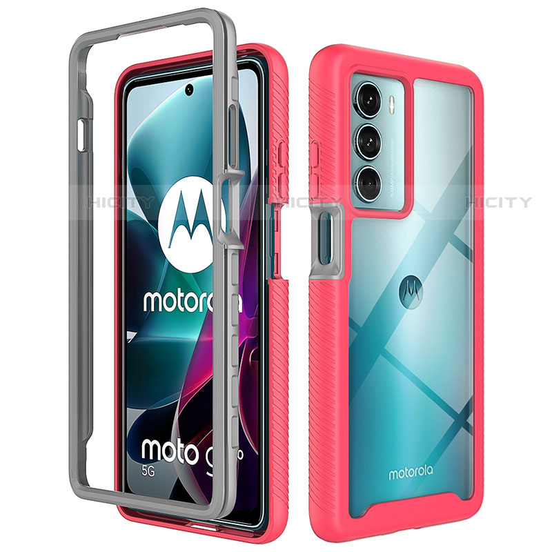 Silikon Schutzhülle Rahmen Tasche Hülle Durchsichtig Transparent 360 Grad Ganzkörper für Motorola Moto Edge S30 5G Pink