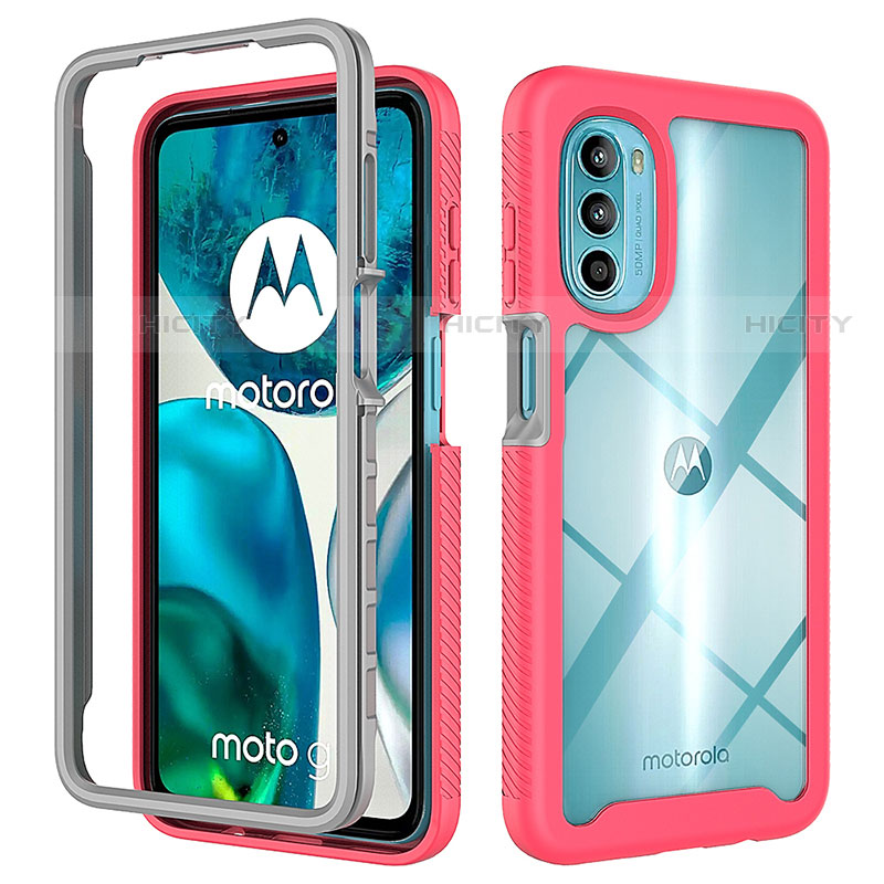 Silikon Schutzhülle Rahmen Tasche Hülle Durchsichtig Transparent 360 Grad Ganzkörper für Motorola Moto G82 5G Pink Plus