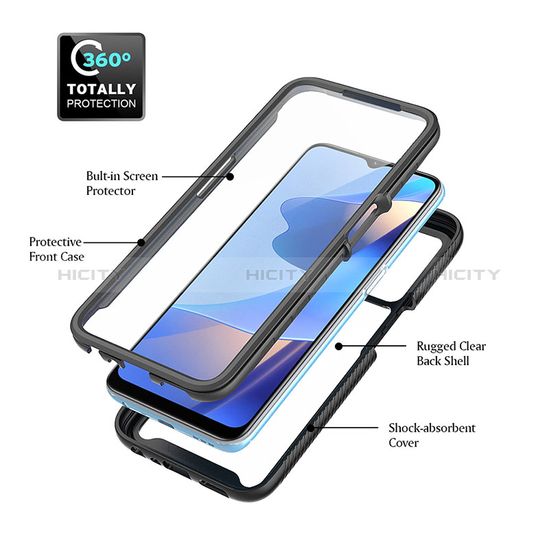 Silikon Schutzhülle Rahmen Tasche Hülle Durchsichtig Transparent 360 Grad Ganzkörper für Oppo A16 groß