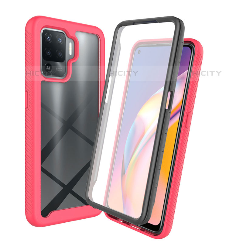 Silikon Schutzhülle Rahmen Tasche Hülle Durchsichtig Transparent 360 Grad Ganzkörper für Oppo A94 4G Pink