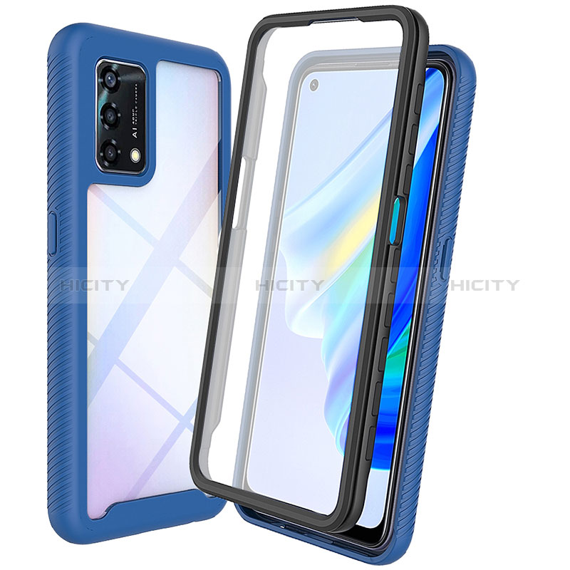 Silikon Schutzhülle Rahmen Tasche Hülle Durchsichtig Transparent 360 Grad Ganzkörper für Oppo A95 4G Blau