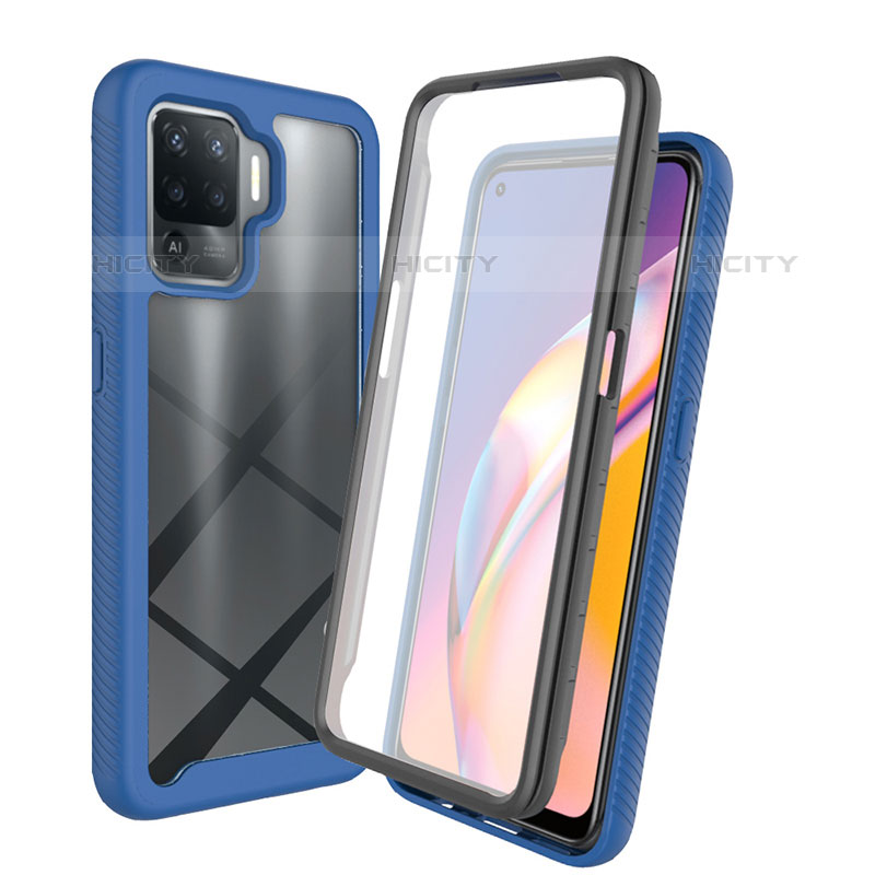 Silikon Schutzhülle Rahmen Tasche Hülle Durchsichtig Transparent 360 Grad Ganzkörper für Oppo F19 Pro Blau