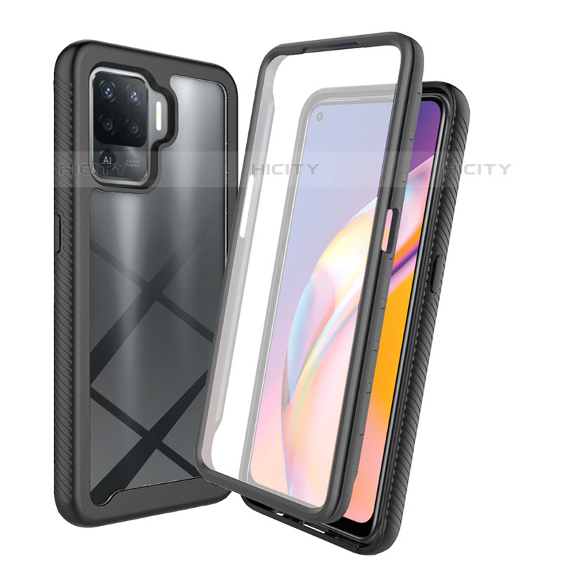 Silikon Schutzhülle Rahmen Tasche Hülle Durchsichtig Transparent 360 Grad Ganzkörper für Oppo F19 Pro Schwarz