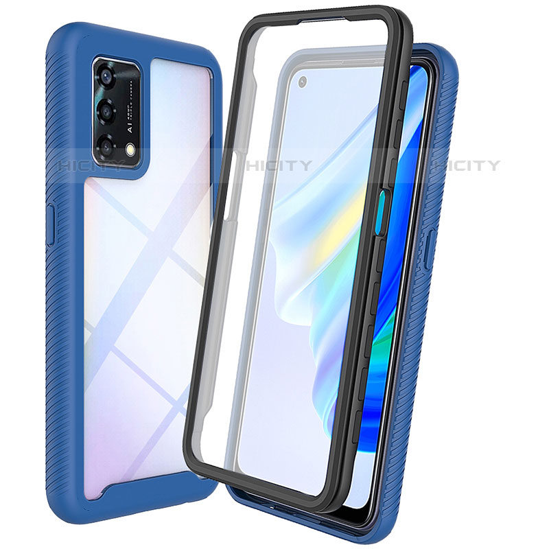 Silikon Schutzhülle Rahmen Tasche Hülle Durchsichtig Transparent 360 Grad Ganzkörper für Oppo Reno6 Lite Blau