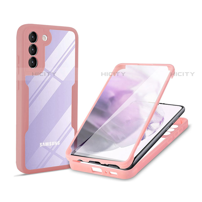 Silikon Schutzhülle Rahmen Tasche Hülle Durchsichtig Transparent 360 Grad Ganzkörper für Samsung Galaxy S21 FE 5G Rosa