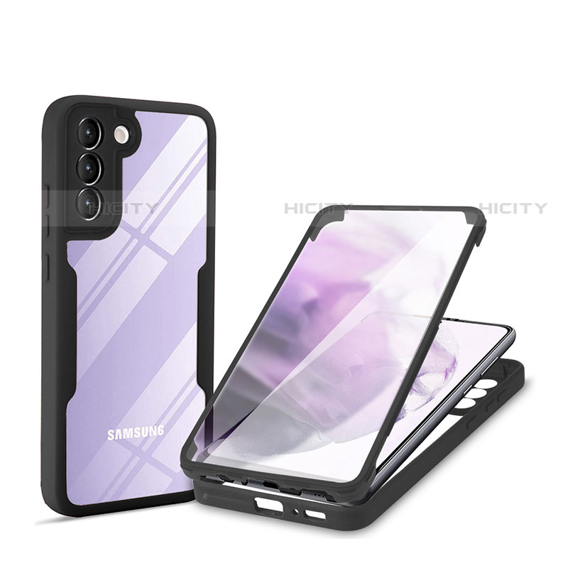 Silikon Schutzhülle Rahmen Tasche Hülle Durchsichtig Transparent 360 Grad Ganzkörper für Samsung Galaxy S21 FE 5G Schwarz