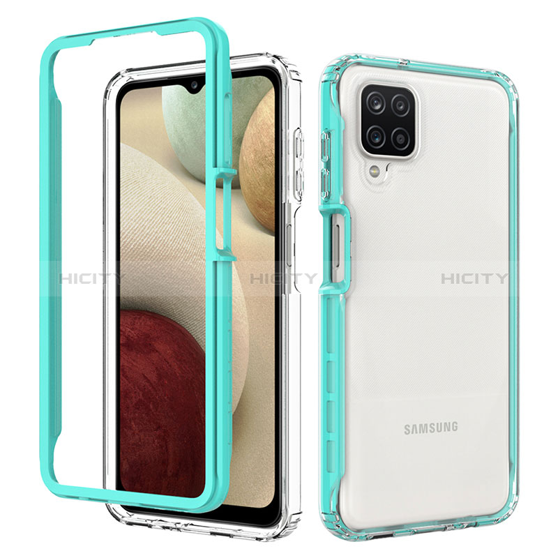 Silikon Schutzhülle Rahmen Tasche Hülle Durchsichtig Transparent 360 Grad Ganzkörper JX1 für Samsung Galaxy A12 Grün Plus