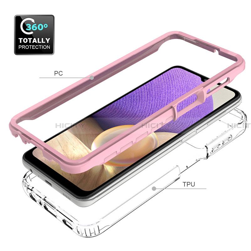 Silikon Schutzhülle Rahmen Tasche Hülle Durchsichtig Transparent 360 Grad Ganzkörper JX1 für Samsung Galaxy A32 4G groß