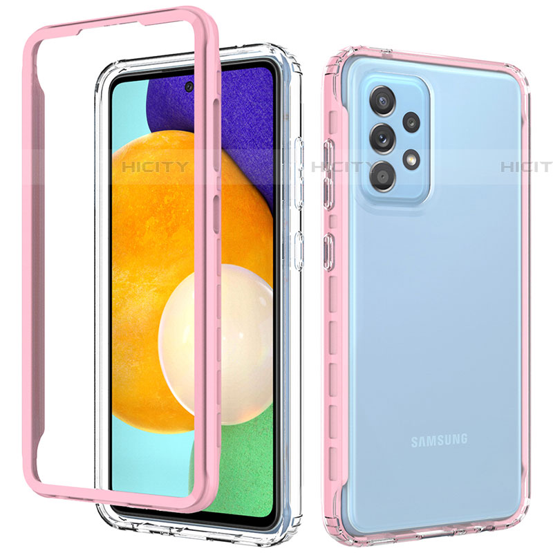 Silikon Schutzhülle Rahmen Tasche Hülle Durchsichtig Transparent 360 Grad Ganzkörper JX1 für Samsung Galaxy A52 4G Rosa Plus