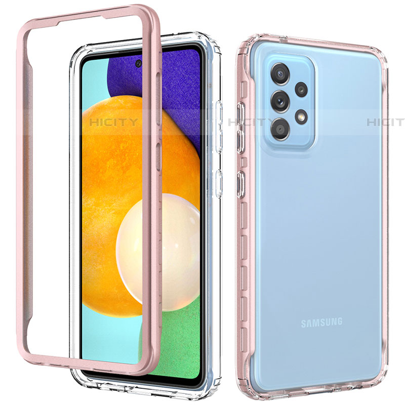 Silikon Schutzhülle Rahmen Tasche Hülle Durchsichtig Transparent 360 Grad Ganzkörper JX1 für Samsung Galaxy A52 4G Rosegold