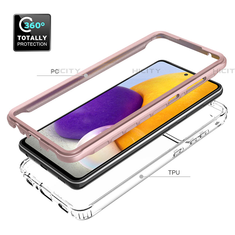 Silikon Schutzhülle Rahmen Tasche Hülle Durchsichtig Transparent 360 Grad Ganzkörper JX1 für Samsung Galaxy A72 4G groß