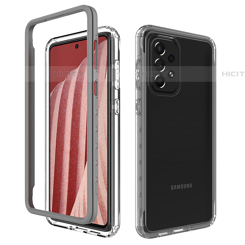 Silikon Schutzhülle Rahmen Tasche Hülle Durchsichtig Transparent 360 Grad Ganzkörper JX1 für Samsung Galaxy A73 5G groß
