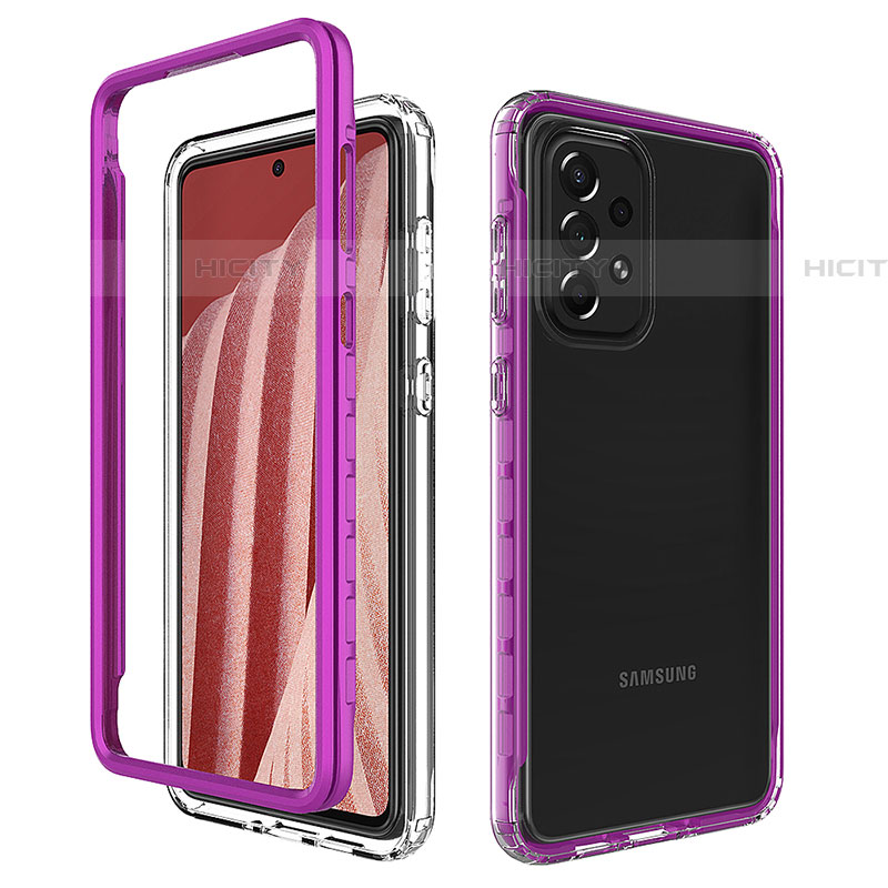 Silikon Schutzhülle Rahmen Tasche Hülle Durchsichtig Transparent 360 Grad Ganzkörper JX1 für Samsung Galaxy A73 5G