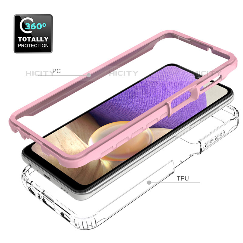 Silikon Schutzhülle Rahmen Tasche Hülle Durchsichtig Transparent 360 Grad Ganzkörper JX1 für Samsung Galaxy M32 5G