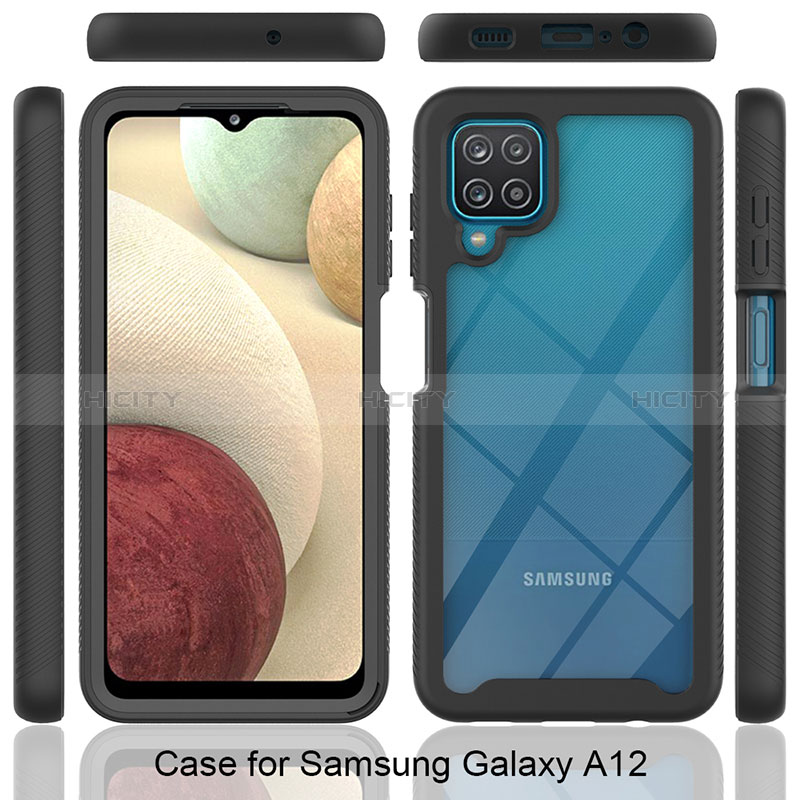 Silikon Schutzhülle Rahmen Tasche Hülle Durchsichtig Transparent 360 Grad Ganzkörper JX2 für Samsung Galaxy A12