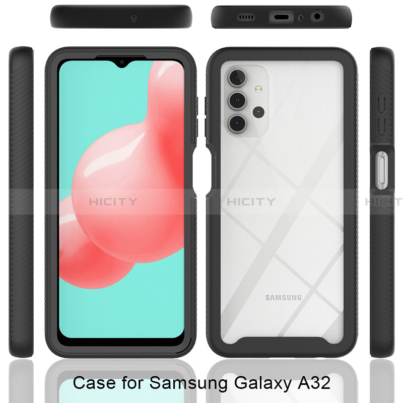 Silikon Schutzhülle Rahmen Tasche Hülle Durchsichtig Transparent 360 Grad Ganzkörper JX2 für Samsung Galaxy A32 4G