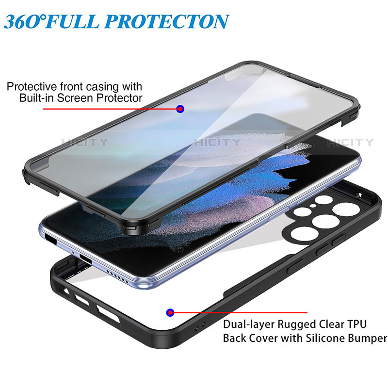 Silikon Schutzhülle Rahmen Tasche Hülle Durchsichtig Transparent 360 Grad Ganzkörper M01 für Samsung Galaxy S23 Ultra 5G