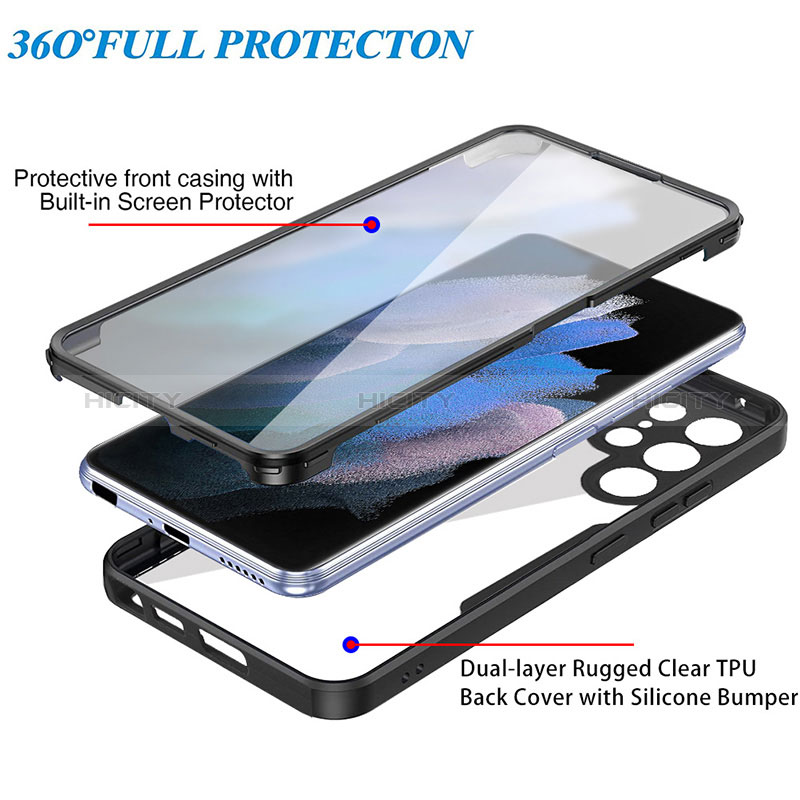 Silikon Schutzhülle Rahmen Tasche Hülle Durchsichtig Transparent 360 Grad Ganzkörper M01 für Samsung Galaxy S24 Ultra 5G groß