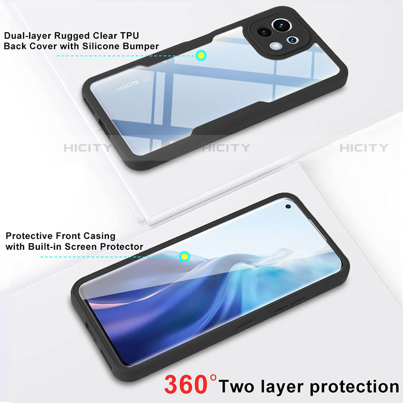 Silikon Schutzhülle Rahmen Tasche Hülle Durchsichtig Transparent 360 Grad Ganzkörper M01 für Xiaomi Mi 11 5G