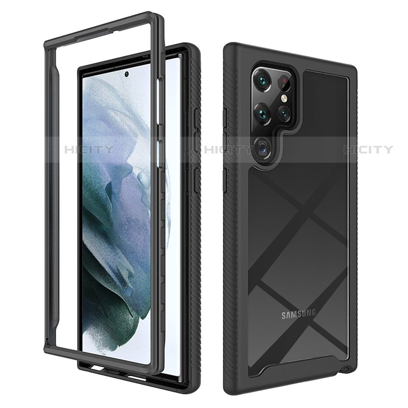 Silikon Schutzhülle Rahmen Tasche Hülle Durchsichtig Transparent 360 Grad Ganzkörper M02 für Samsung Galaxy S23 Ultra 5G