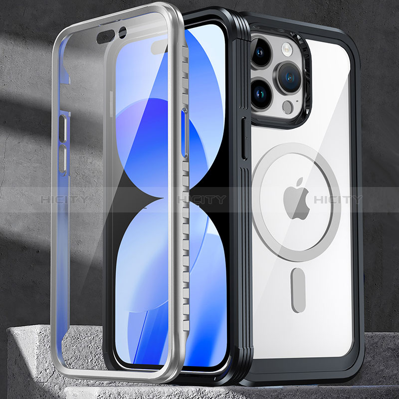 Silikon Schutzhülle Rahmen Tasche Hülle Durchsichtig Transparent 360 Grad Ganzkörper mit Mag-Safe Magnetic Magnetisch AC1 für Apple iPhone 13 Pro Max groß