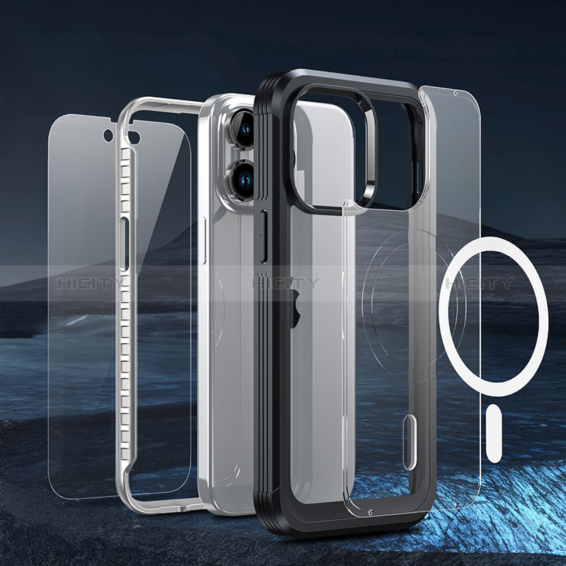 Silikon Schutzhülle Rahmen Tasche Hülle Durchsichtig Transparent 360 Grad Ganzkörper mit Mag-Safe Magnetic Magnetisch AC1 für Apple iPhone 14 Pro Max groß