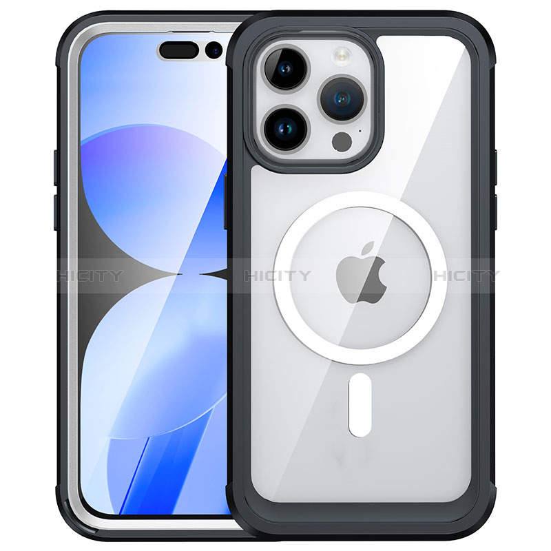 Silikon Schutzhülle Rahmen Tasche Hülle Durchsichtig Transparent 360 Grad Ganzkörper mit Mag-Safe Magnetic Magnetisch AC1 für Apple iPhone 15 Pro Max