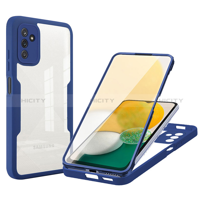 Silikon Schutzhülle Rahmen Tasche Hülle Durchsichtig Transparent 360 Grad Ganzkörper MJ1 für Samsung Galaxy A04s Blau