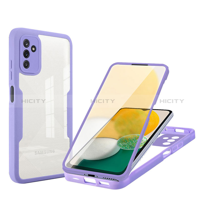 Silikon Schutzhülle Rahmen Tasche Hülle Durchsichtig Transparent 360 Grad Ganzkörper MJ1 für Samsung Galaxy A04s Violett