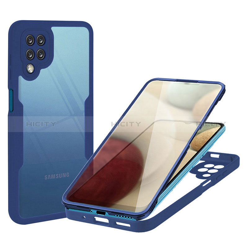 Silikon Schutzhülle Rahmen Tasche Hülle Durchsichtig Transparent 360 Grad Ganzkörper MJ1 für Samsung Galaxy A12 5G Blau Plus