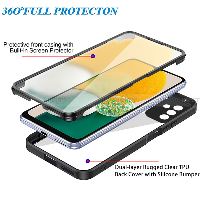 Silikon Schutzhülle Rahmen Tasche Hülle Durchsichtig Transparent 360 Grad Ganzkörper MJ1 für Samsung Galaxy A13 5G groß