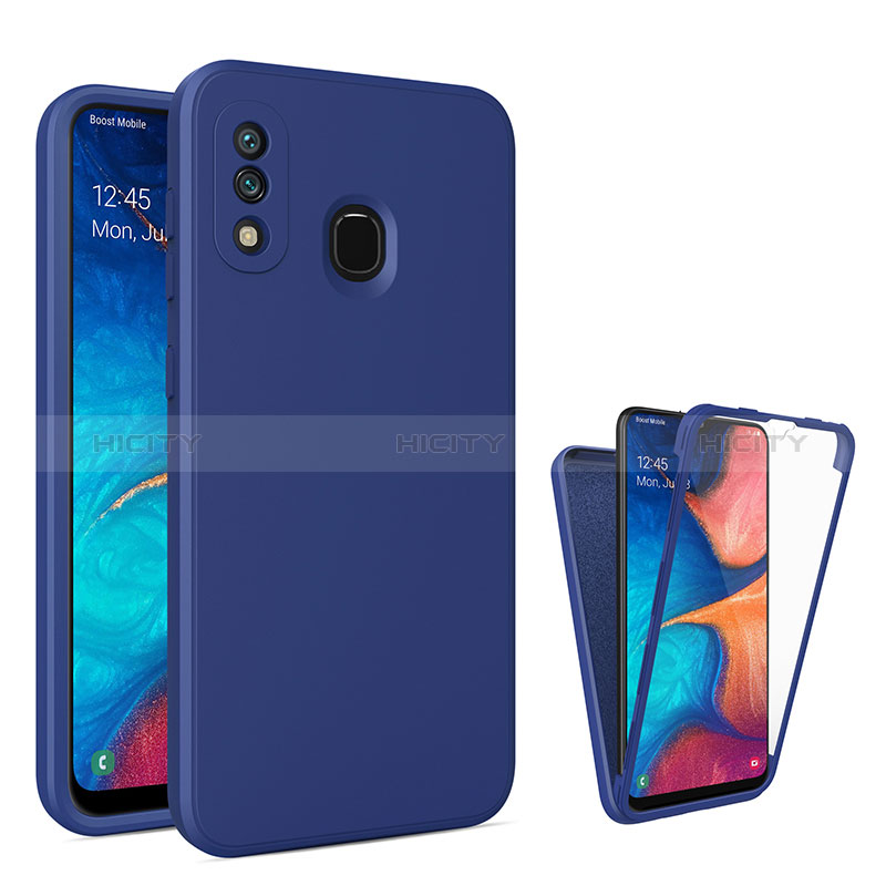 Silikon Schutzhülle Rahmen Tasche Hülle Durchsichtig Transparent 360 Grad Ganzkörper MJ1 für Samsung Galaxy A30 Blau Plus