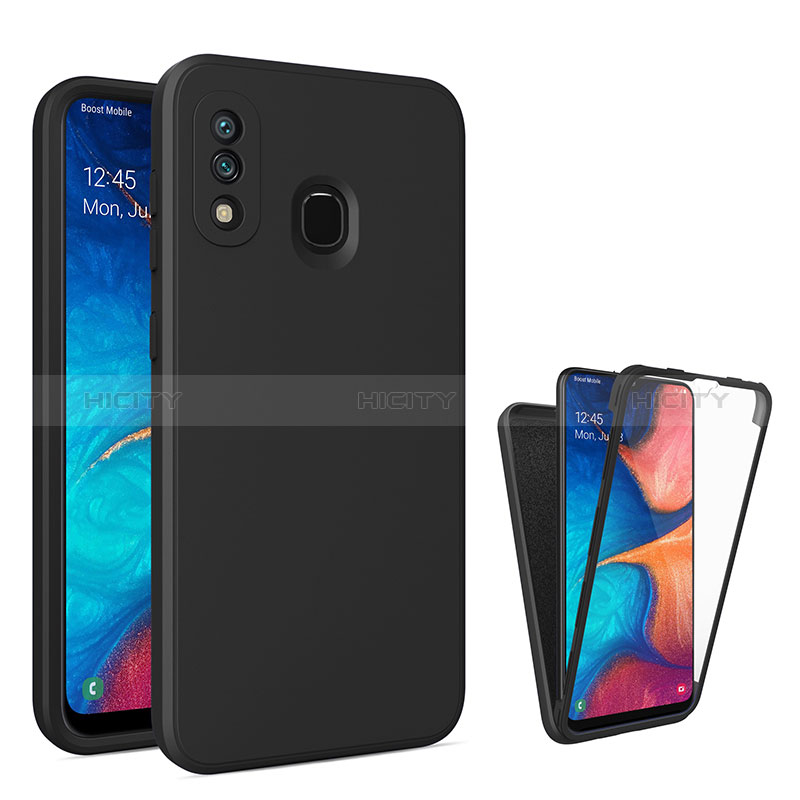 Silikon Schutzhülle Rahmen Tasche Hülle Durchsichtig Transparent 360 Grad Ganzkörper MJ1 für Samsung Galaxy A30 Schwarz Plus