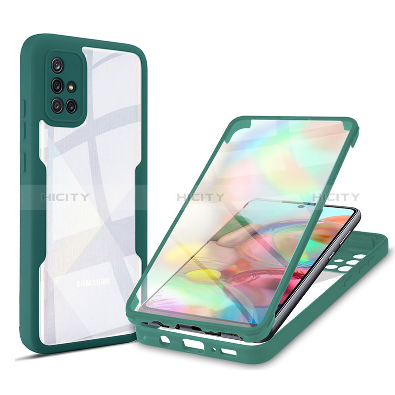 Silikon Schutzhülle Rahmen Tasche Hülle Durchsichtig Transparent 360 Grad Ganzkörper MJ1 für Samsung Galaxy A71 4G A715 groß