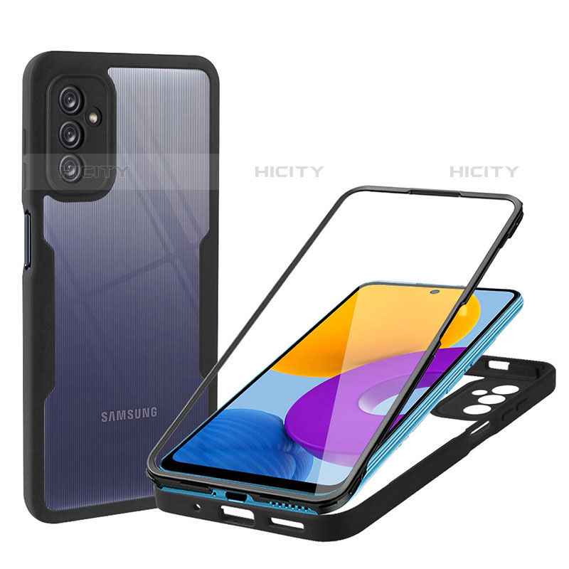 Silikon Schutzhülle Rahmen Tasche Hülle Durchsichtig Transparent 360 Grad Ganzkörper MJ1 für Samsung Galaxy M52 5G Schwarz